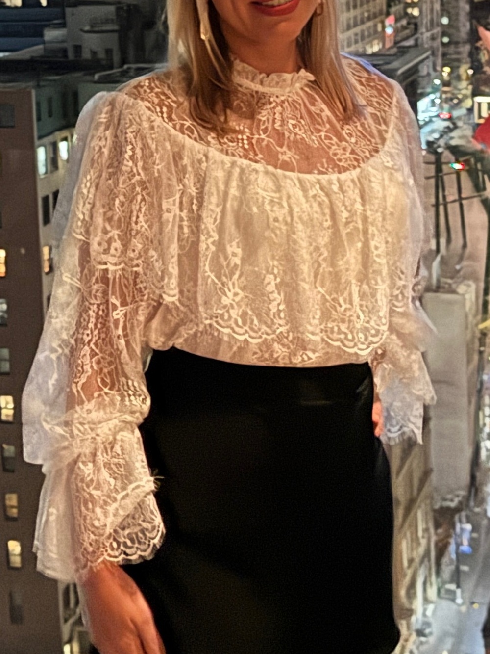Endless Rose White Lace Ruffled Blouse